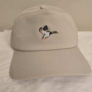 Poncho Outdoor Tan Cap with Embroidered Mallard Duck In Excellent Condition